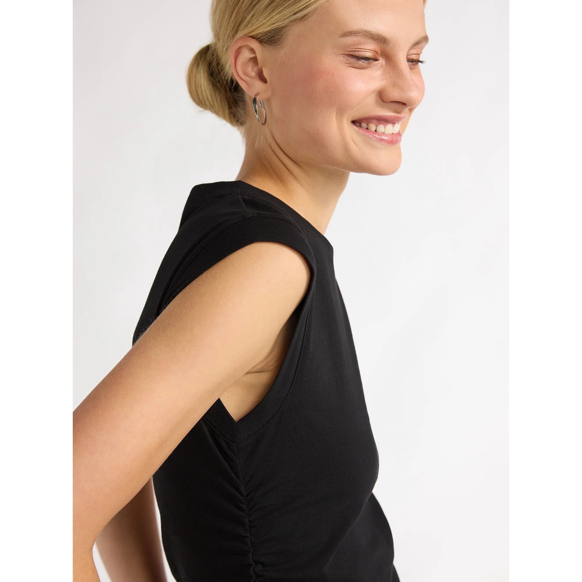 Scoop Women's Ruched Top with Cap Sleeves, Sizes XS-XXL | Walmart (US)