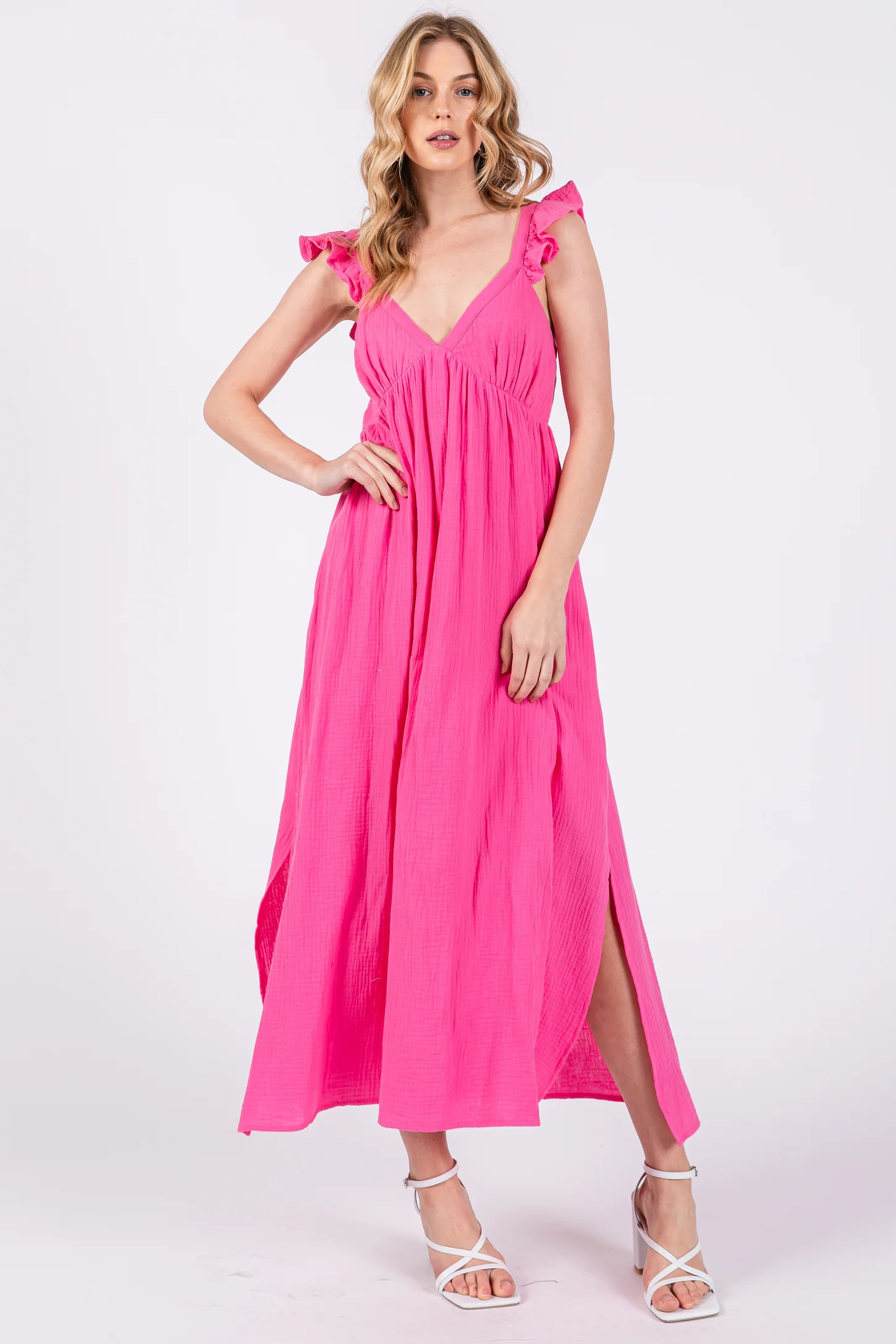 Pink Ruffle Strap Midi Dress | PinkBlush Maternity