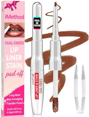 iMethod Lip Liner Stain - Lip Stain, 2-In-1 Dual-Ended Peel Off Lip Stain with Tweezer, Natural Long Lasting Peel Off Lip Liner, Easy to Use for All Skin Types, Stay All Day, Coffee | Amazon (US)
