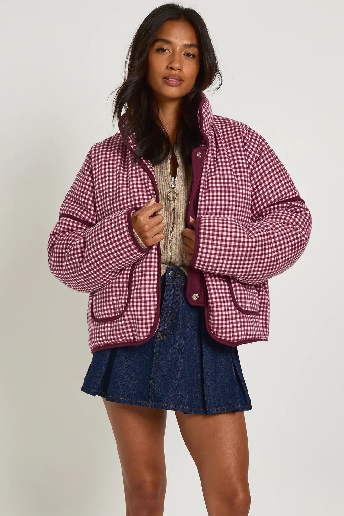 Petite Check Oversized Jacket | Boohoo.com (UK & IE)