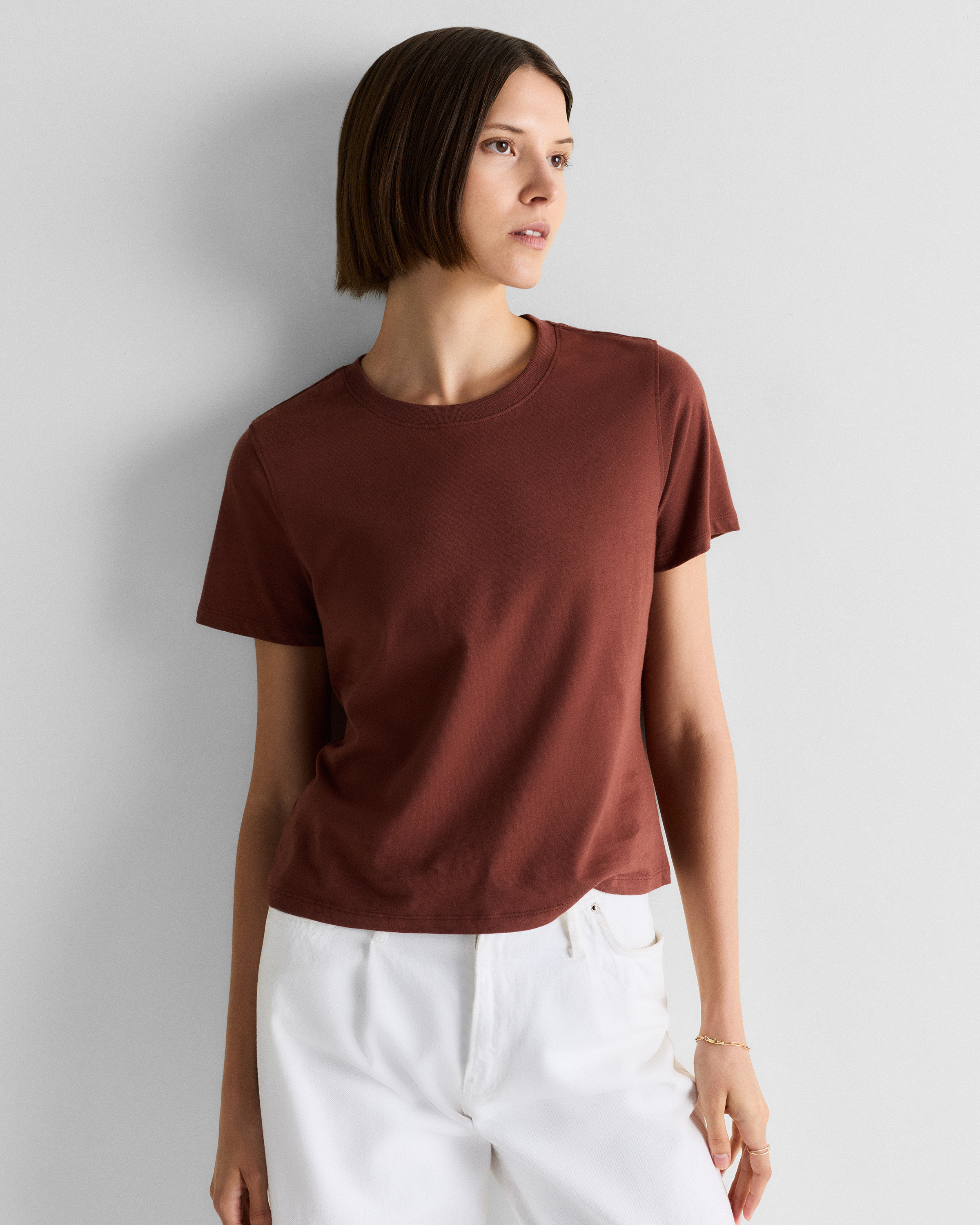 100% Organic Cotton Boxy Crewneck Tee in Classic White | Quince