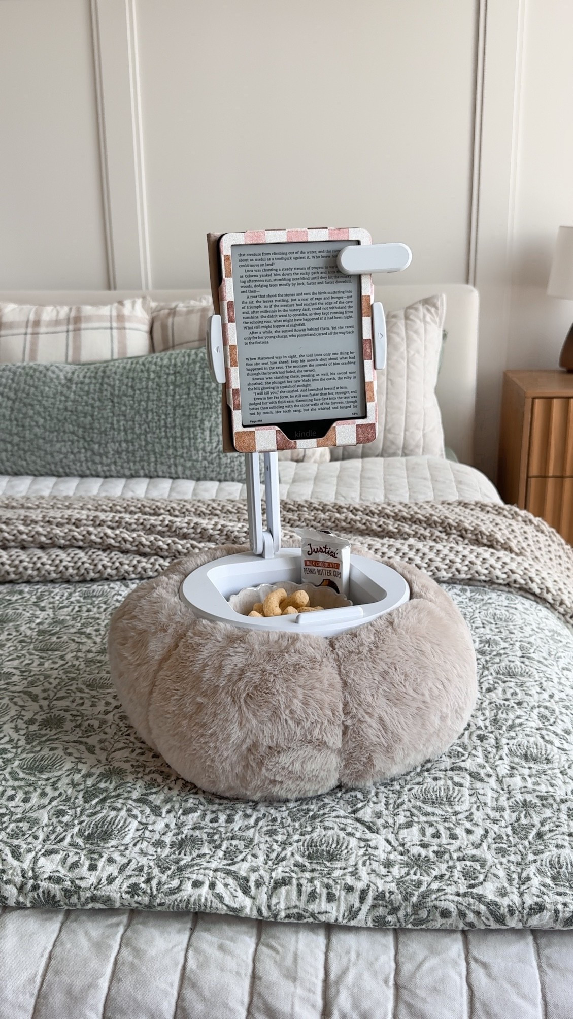 The perfect setup for reading and snacking in bed! I love this kindle stand so much! I also have the page turner for truly hands free reading! My case is from The Clover House🍀

#LTKHome