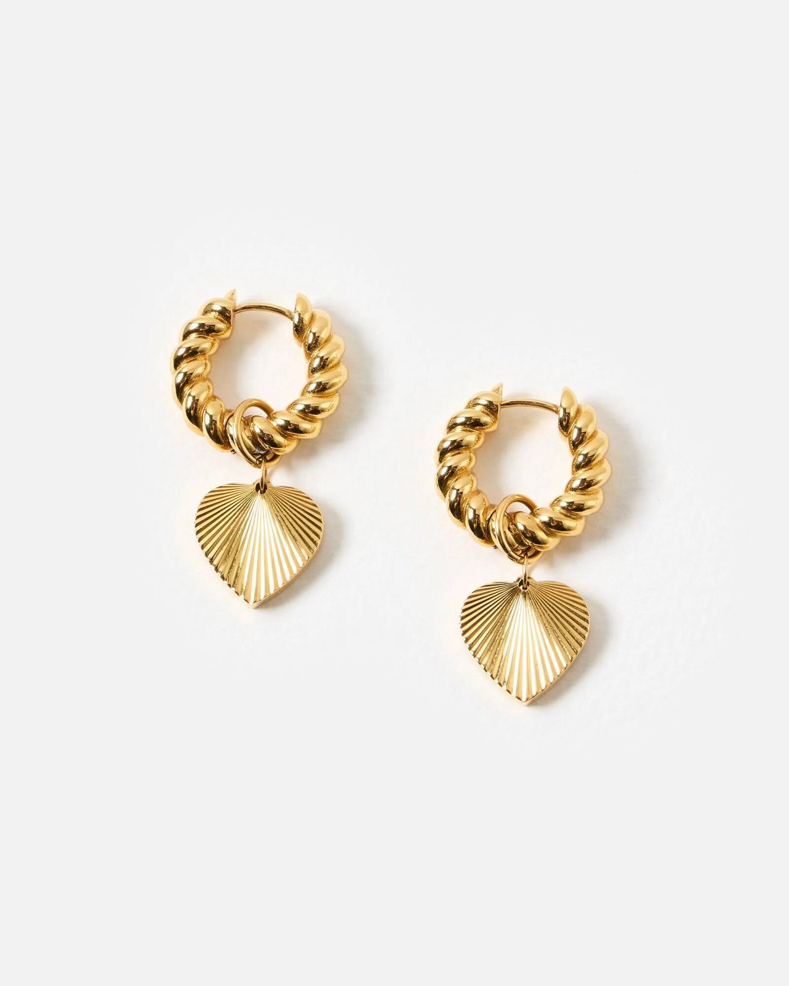 Louisa Gold Tone Stainless Steel Waterproof Statement Heart Earrings | Oliver Bonas | Oliver Bonas (Global)