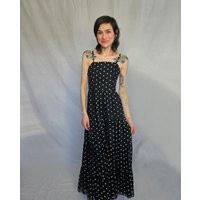 Handmade 1980S Black Polka Dot Maxi Dress - Xs/S | Etsy (US)