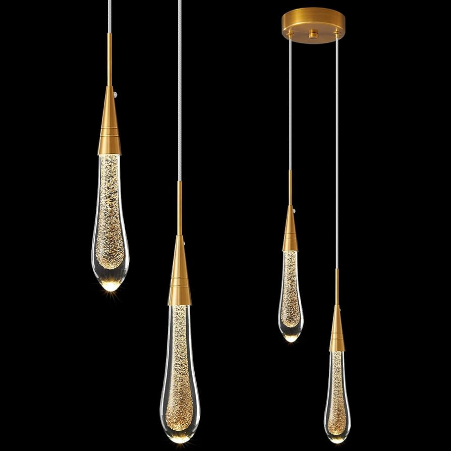 LMQNINE Pendant Lights Kitchen Light Fixtures Dimmable LED Modern Gold Pendant Light Mini Teardro... | Amazon (US)