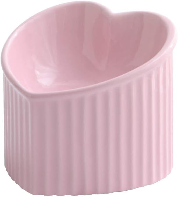 Pink Ceramic Raised Cat Bowls, Tilted Elevated Food or Water Bowls, Stress Free, Backflow Prevent... | Amazon (US)