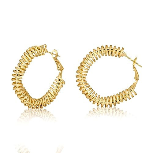 Amicon Gold Hoop Earrings for Women, 14k Gold Plated Lightweight Hypoallergenic Gold Triangle Hollow out Earrings for Women Trendy Fashion Gold Hoops Gold Jewelry Gifts | Amazon (US)