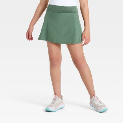 Girls' Active Light Mid-Rise  Woven Skort - All In Motion™ Green L | Target