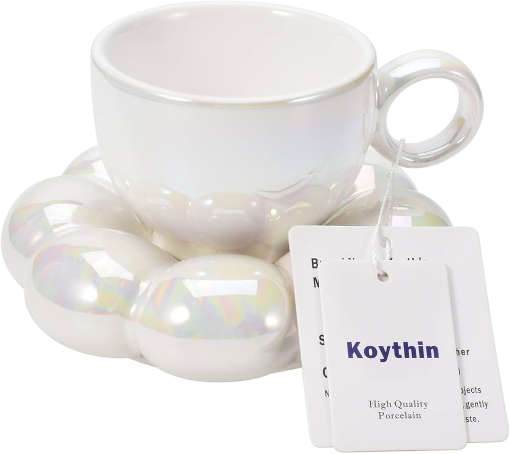 Koythin Ceramic Coffee Mug with Saucer Set, Creative Cute Cup with Sunflower Coaster for Office a... | Amazon (US)