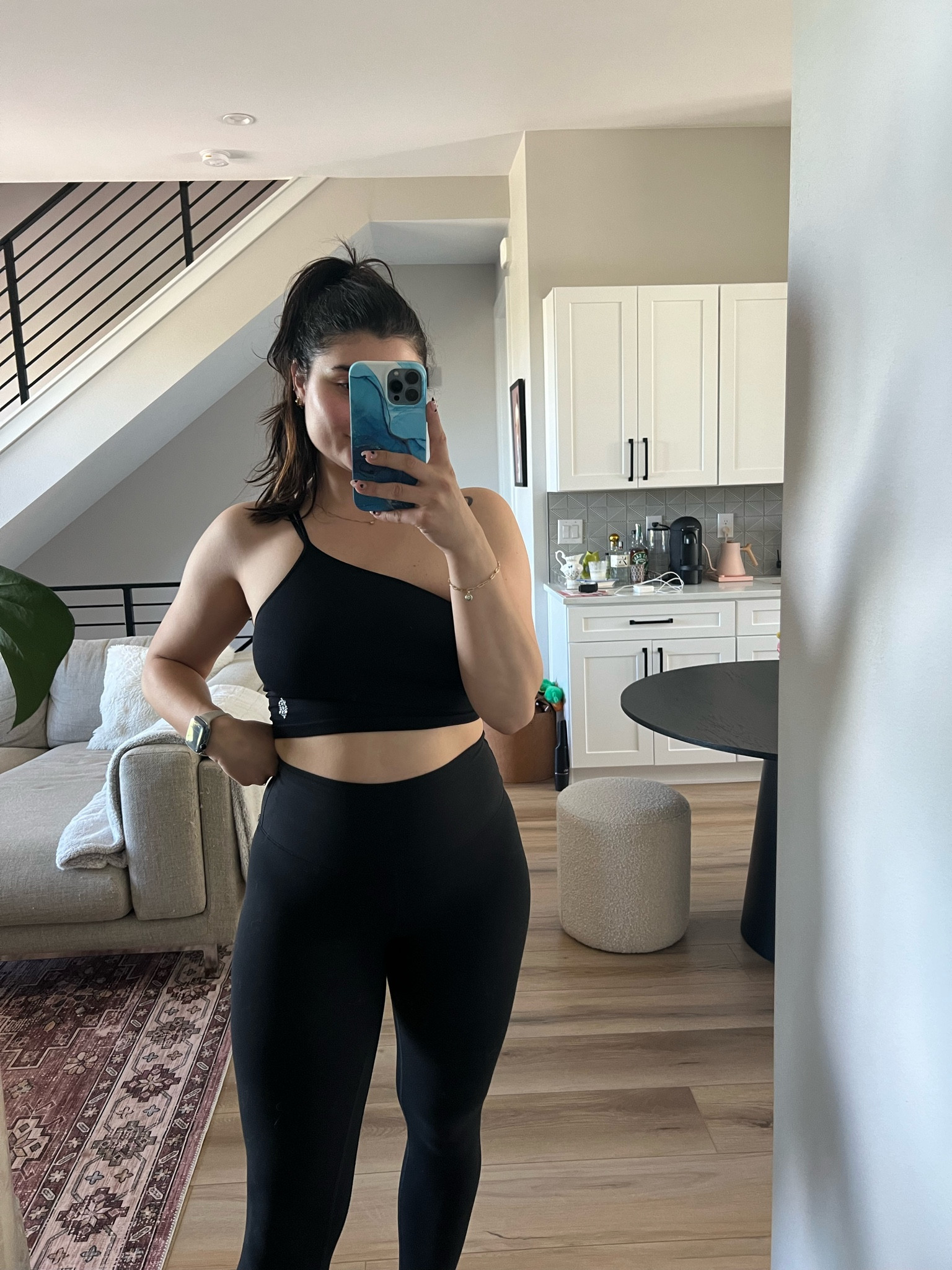 Black crop workout top
Free People workout top
Black leggings 

#LTKfitness