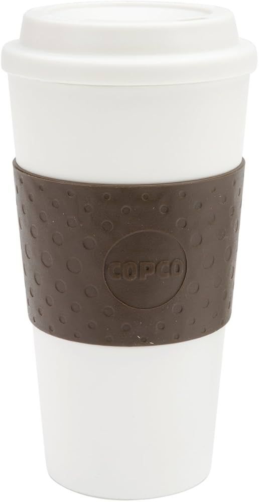 Copco Acadia Double Wall Insulated Plastic, Travel Mug with Non-Slip Sleeve, 16-Ounce, White/Brow... | Amazon (US)