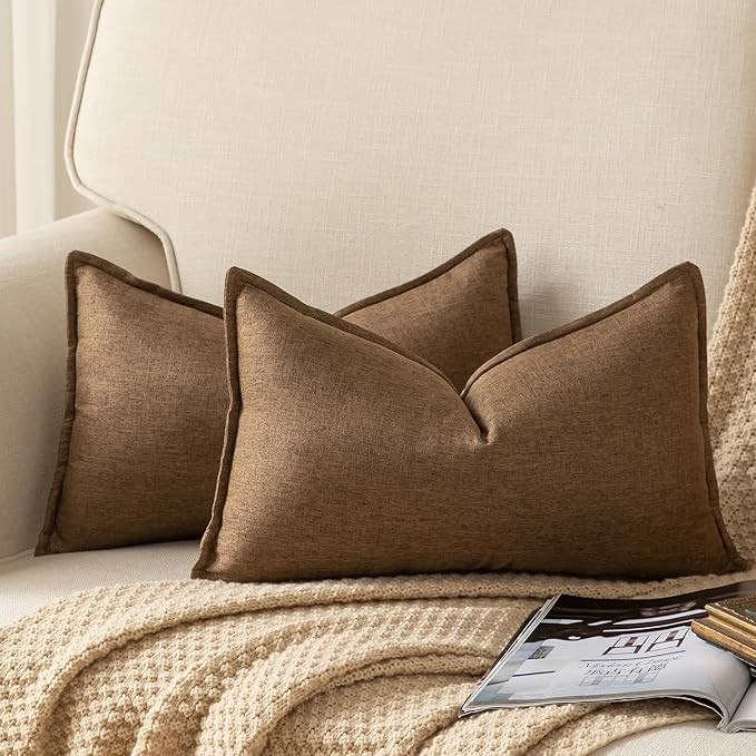 Yaertun Pack of 2 Decorative Linen Soild Throw Pillow Covers Farmhouse Neutral Cushion Covers Pil... | Amazon (US)