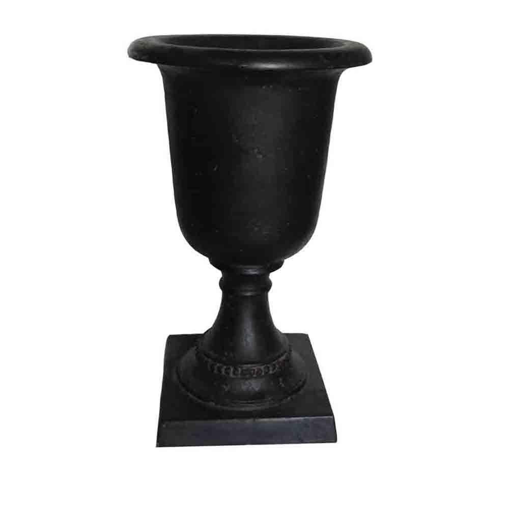 MPG 17-1/2 in. x 29 in. Cast Stone Italian Urn in Aged Charcoal, Grey | The Home Depot