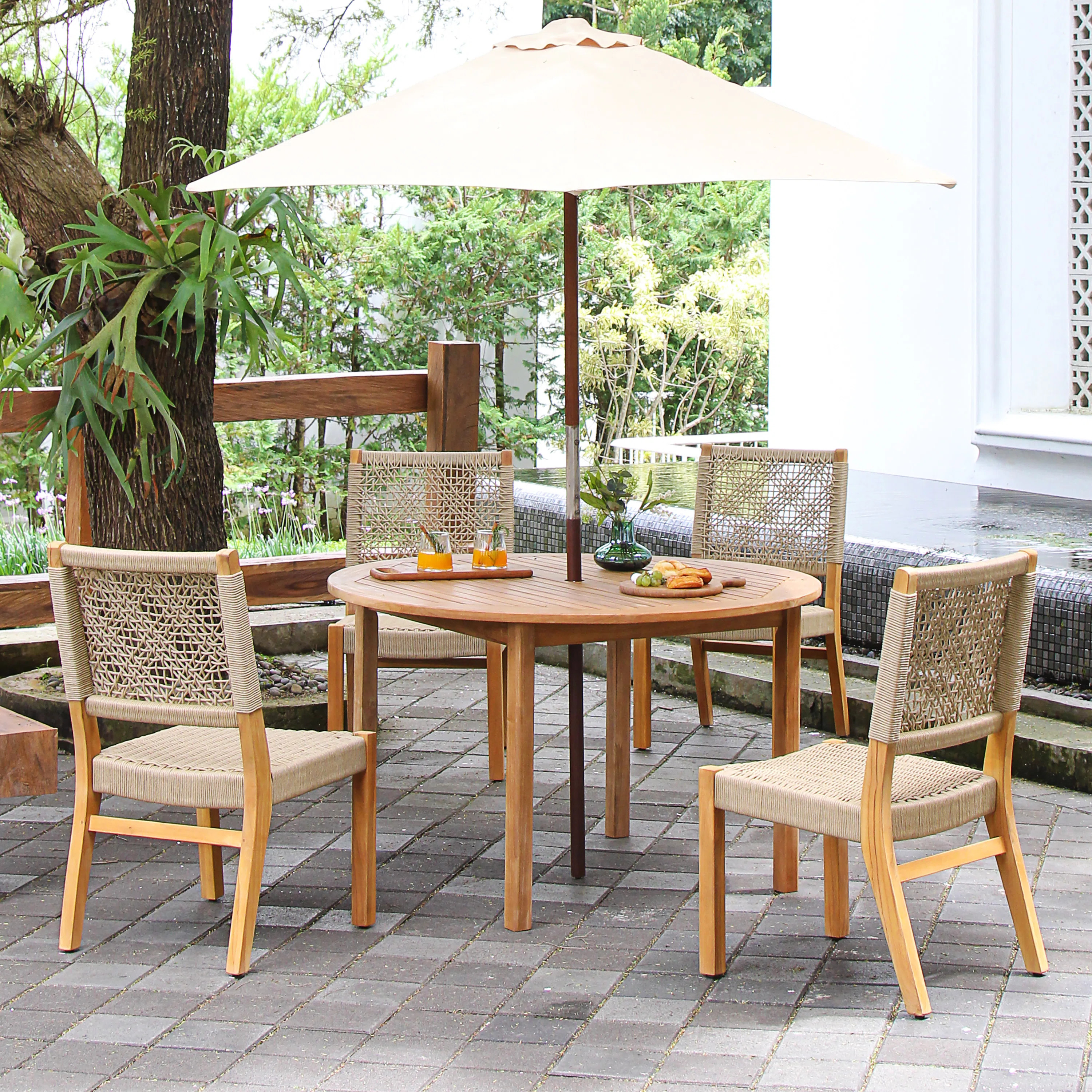 Sunseri 4 - Person Teak Outdoor Dining Set | Wayfair North America