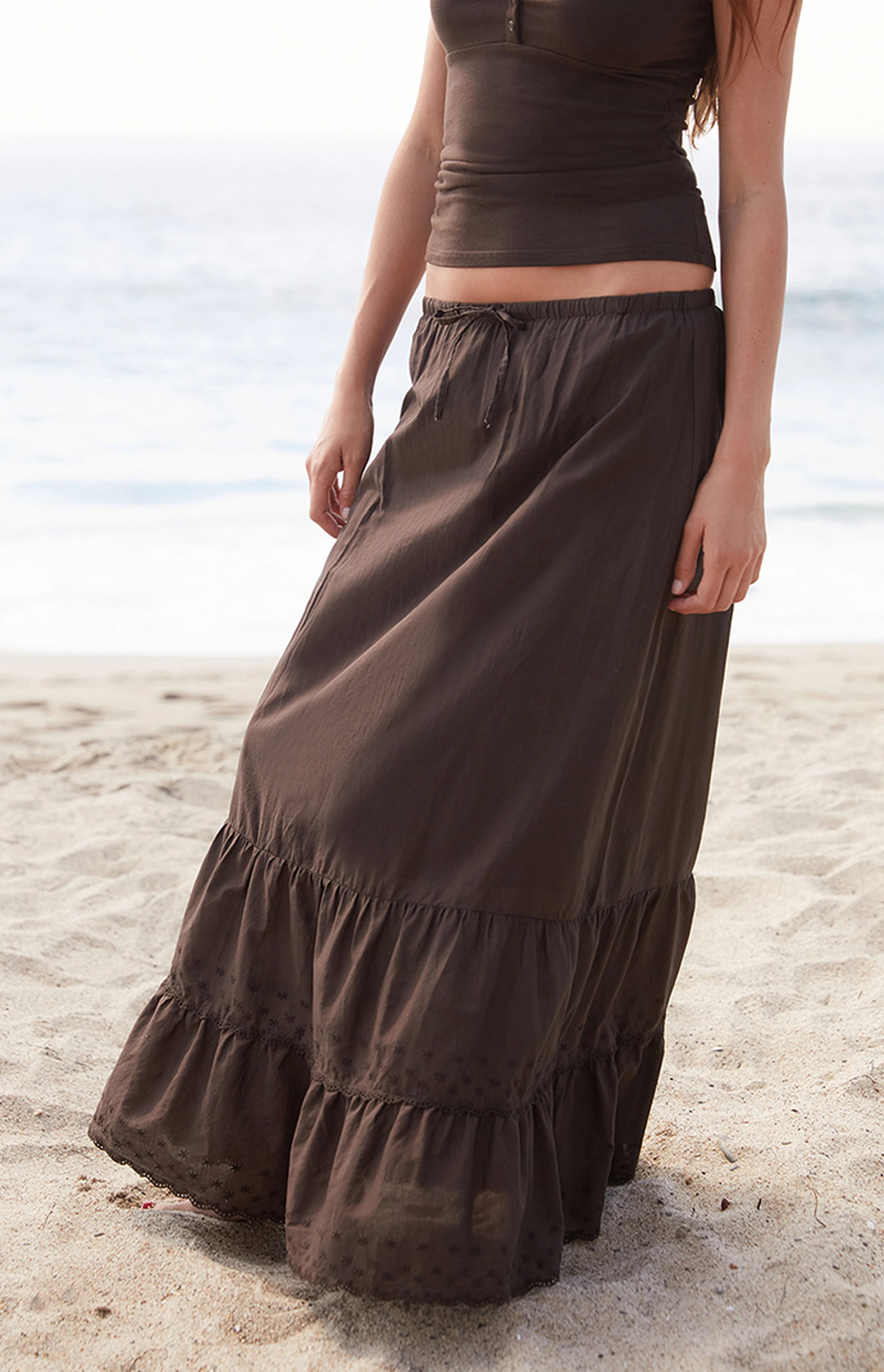 John Galt Brown Olive Maxi Skirt | PacSun