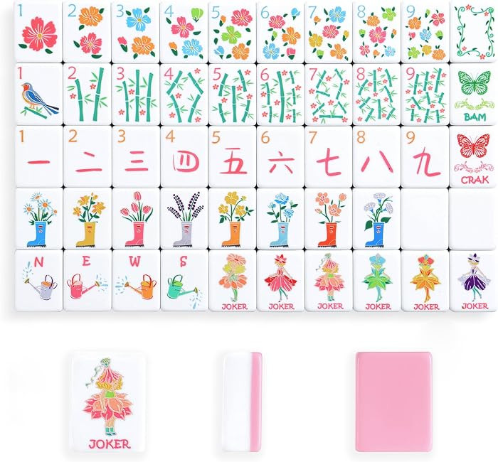 2026 American Mahjong Tile Set, 160 Pink Engraved Melamine Mahjong Tiles with Mahjong Tiles Bag and Mahjong Accessories | Amazon (US)