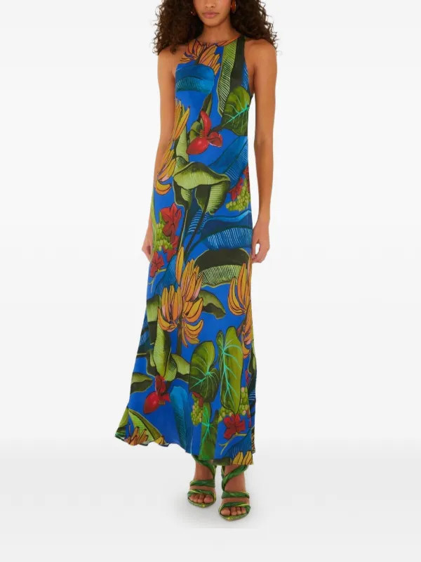 robe longue \u00e0 imprim\u00e9 tropical | Farfetch Global