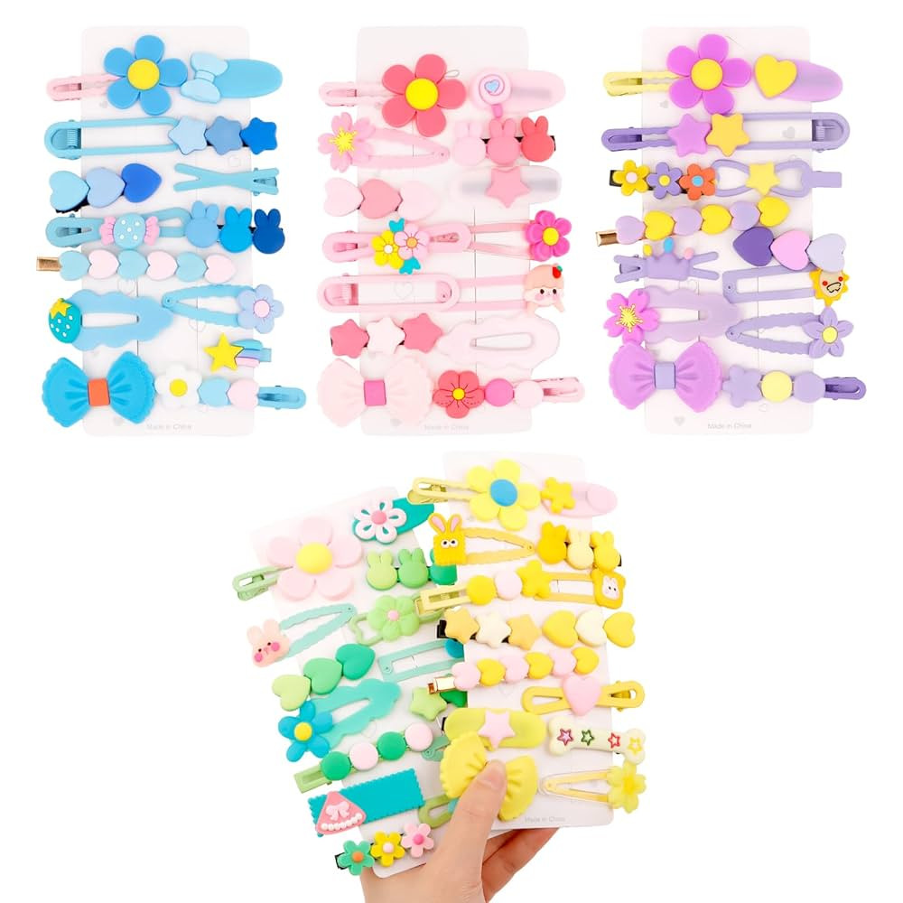 CAVETEE Hair Clips for Girls, 5 Pack Cute Candy Color Bow Flower Hair Accessories for Little Girl... | Amazon (US)