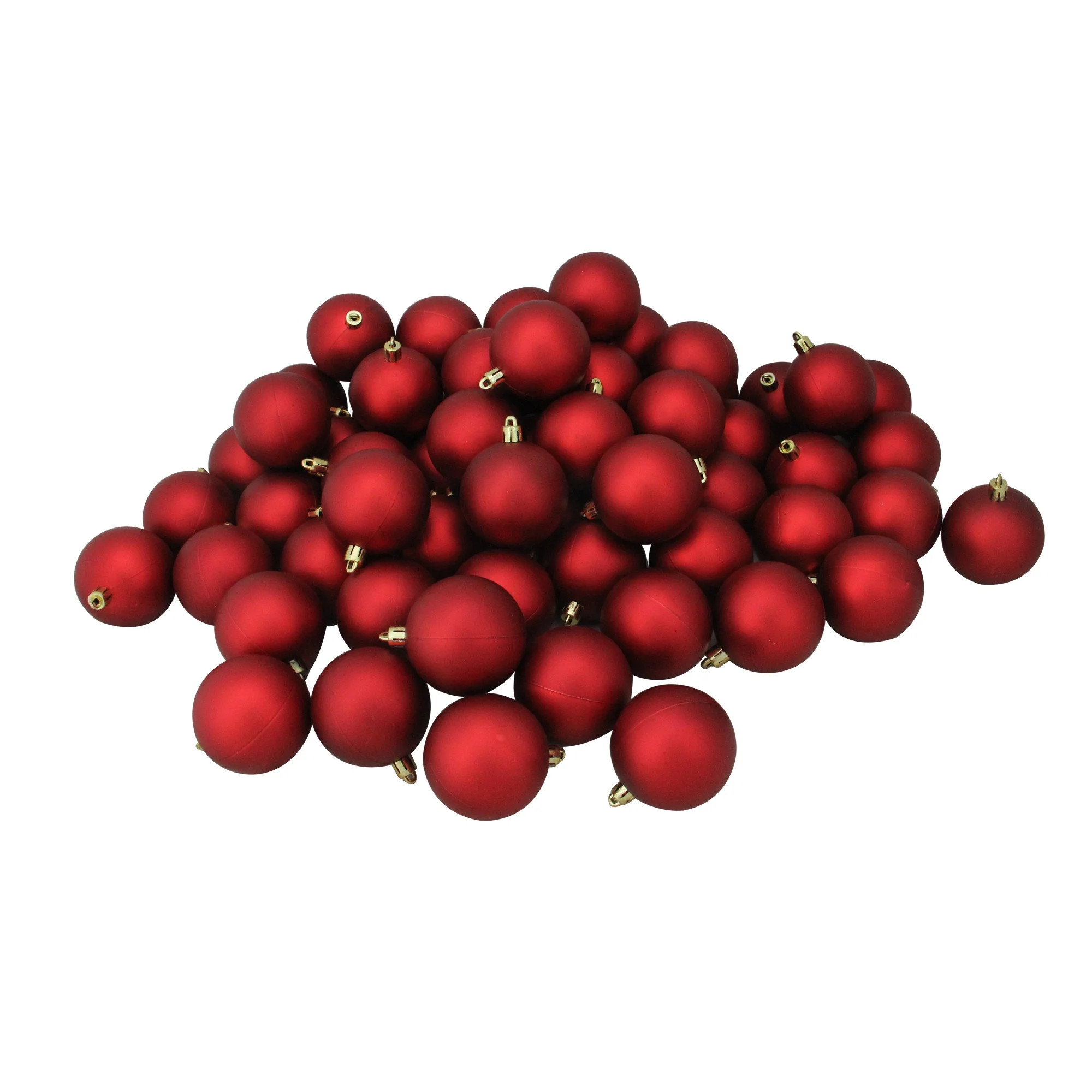 Northlight Shatterproof Matte Christmas Ball Ornaments - Red - 2.5" (60mm) - 60ct | Walmart (US)