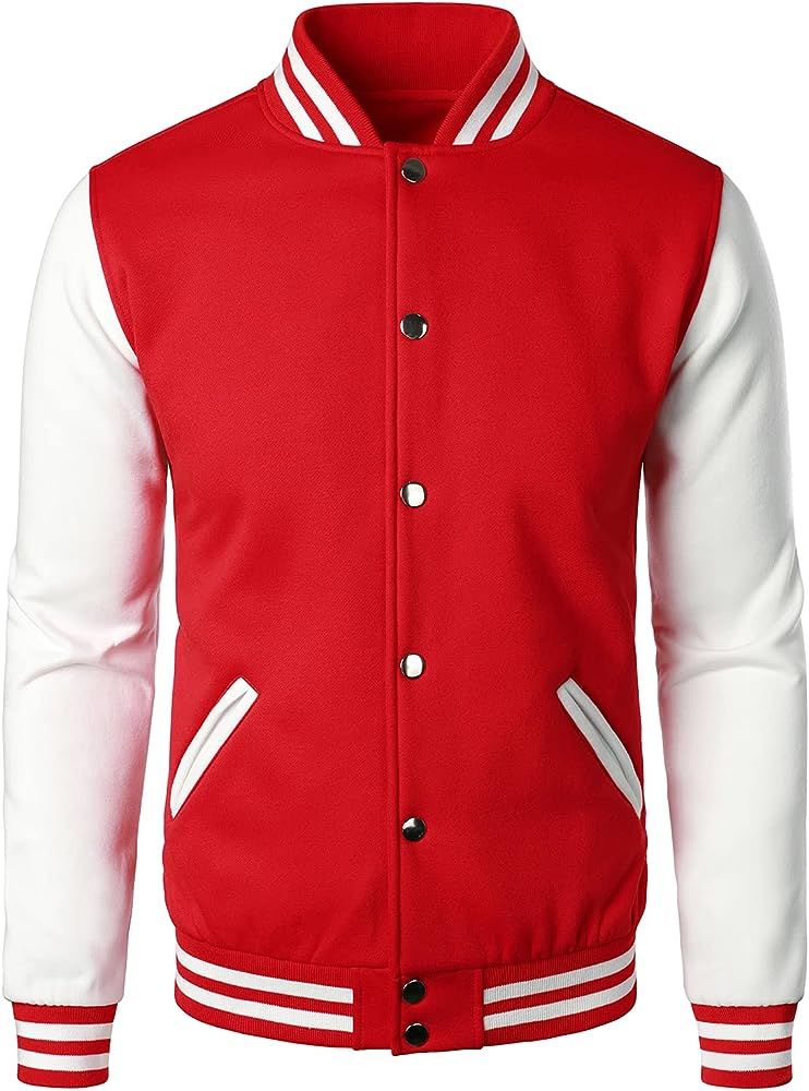HOOD CREW Man’s Varsity Baseball Jacket Cotton Blend Letterman Jackets | Amazon (US)