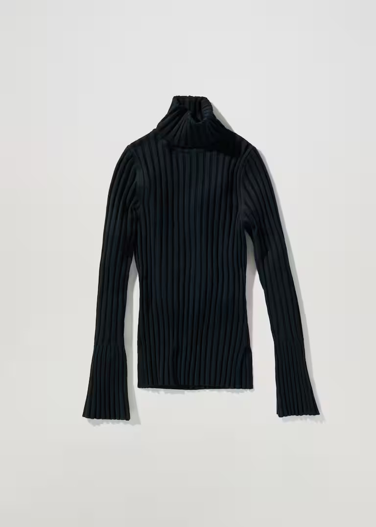Turtleneck ribbed sweater -  Women | Mango USA | MANGO (US)