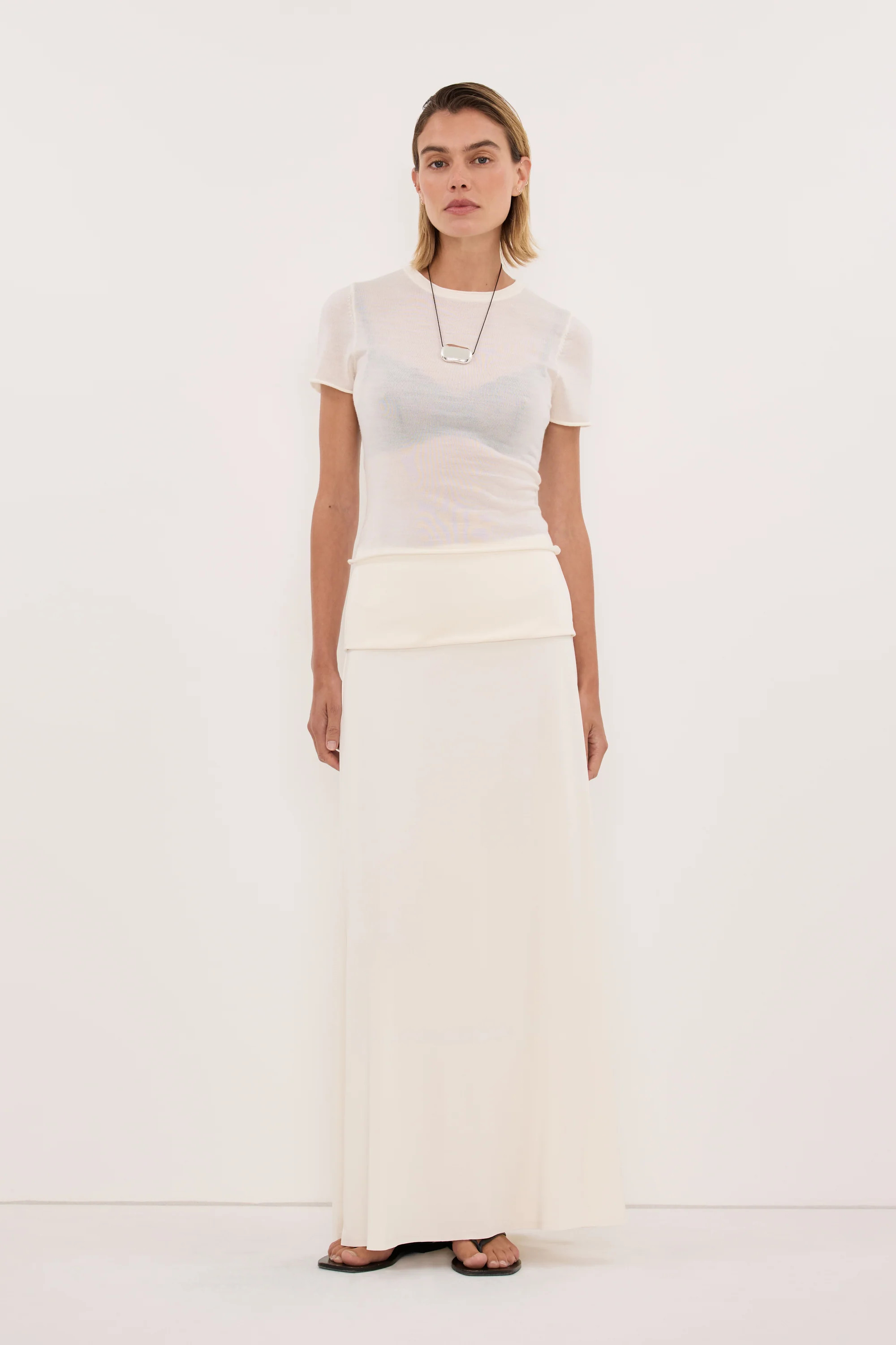 JULIE OFF WHITE MODAL BLEND SKIRT | DISSH