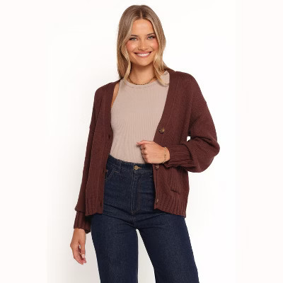 Eden Button Front Cardigan - Brown L | Target
