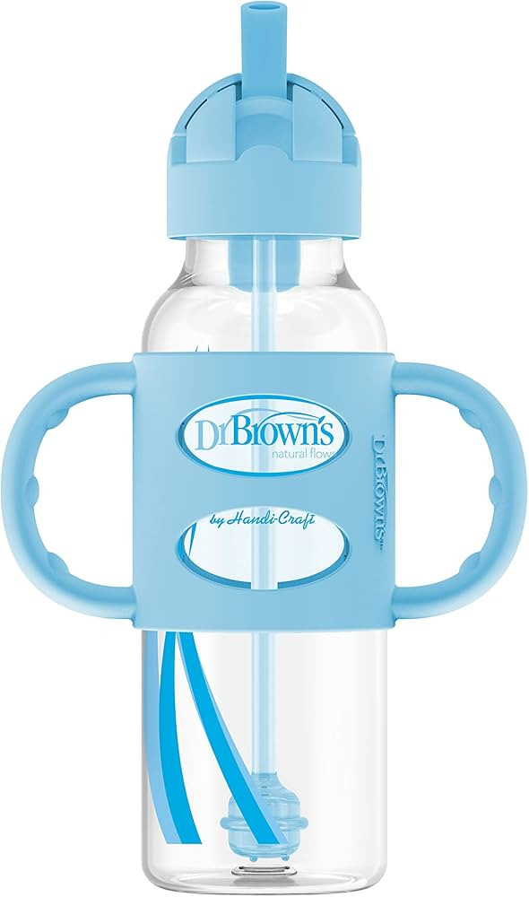 Dr. Brown's Milestones Narrow Sippy Straw Bottle, Spill-Proof with 100% Silicone Handles and Weig... | Amazon (US)
