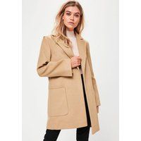 Tan Slim Fit Coat | Missguided (US & CA)