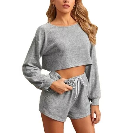 Women s Casual Long Sleeve Outfits 2 Piece Tracksuit Set Sweatpants Sweatsuits Long Sleeve Sweatshir | Walmart (US)