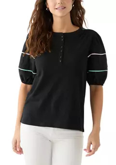 Crown & Ivy™ Women's Pipping Henley Top | Belk