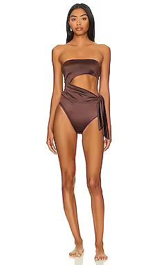 Good American Side Tie Cut Out in Dark Cocoa from Revolve.com | Revolve Clothing (Global)