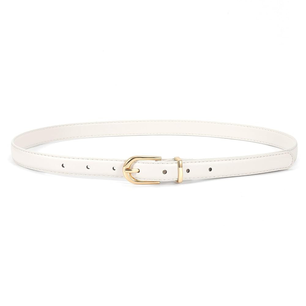 JASGOOD Womens Skinny Leather Belt Ladies Thin Faux Leather Belt with Gold/Silver Buckle for Jean... | Amazon (US)