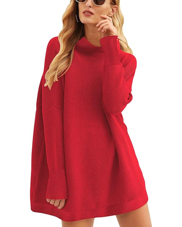ANRABESS Women Oversized Casual Loose Turtleneck Long Sleeve Slouchy Baggy Knit Tunic Sweaters Pu... | Amazon (US)