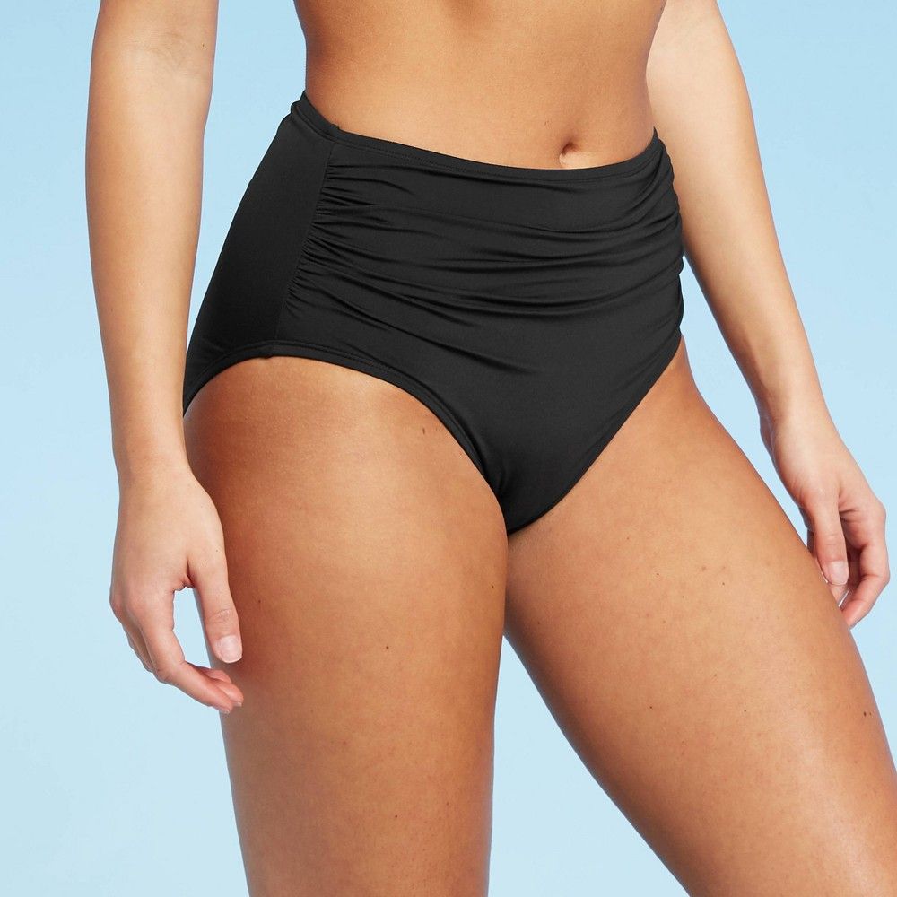 Women's Full Coverage High Waist Swim Bikini Bottom - Kona Sol Black XS | Target