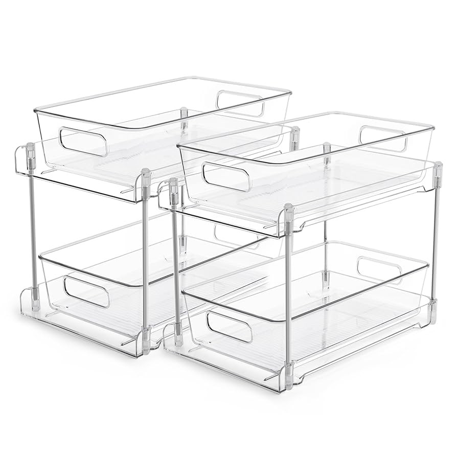 2 Tier Bathroom Storage Organizer, Vtopmart 2 Pack Clear Under Sink Organizers Vanity Counter Sto... | Amazon (CA)