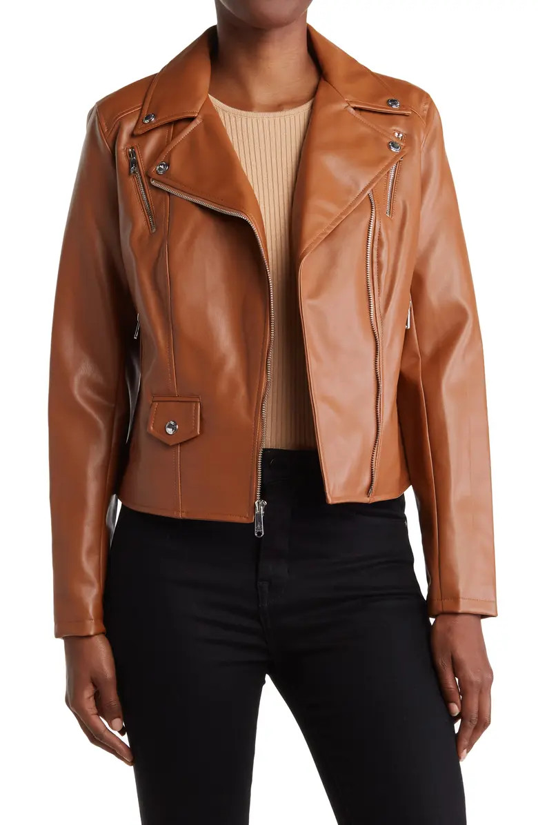 Faux Leather Crop Moto Jacket | Nordstrom Rack