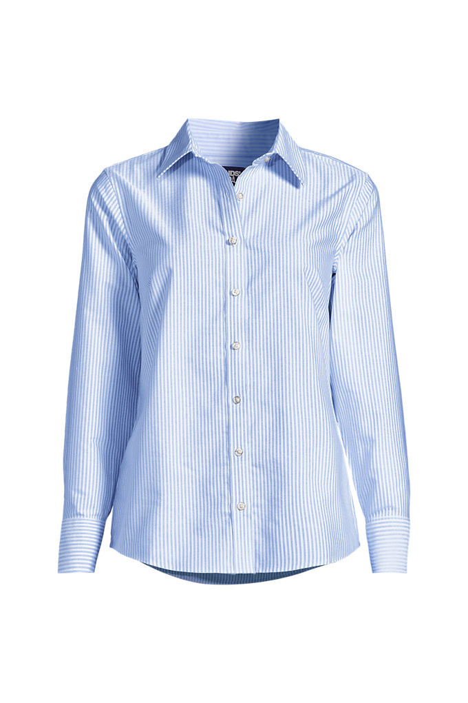 Women's Long Sleeve Oxford Shirt - Lands' End - Blue - XXS | Lands' End (US)