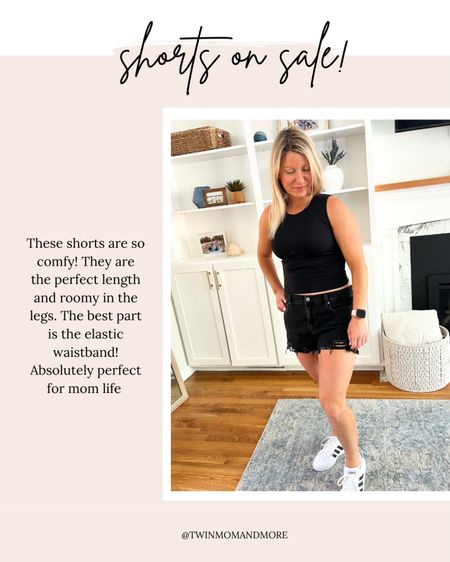 These Aerie shorts are the perfect mom shorts. The elastic waistband is comfortable and flattering and they are the perfect length and not too tight. I love them! // mom shorts // aerie shorts // black denim // black shorts // black denim shorts

#LTKunder50 #LTKsalealert