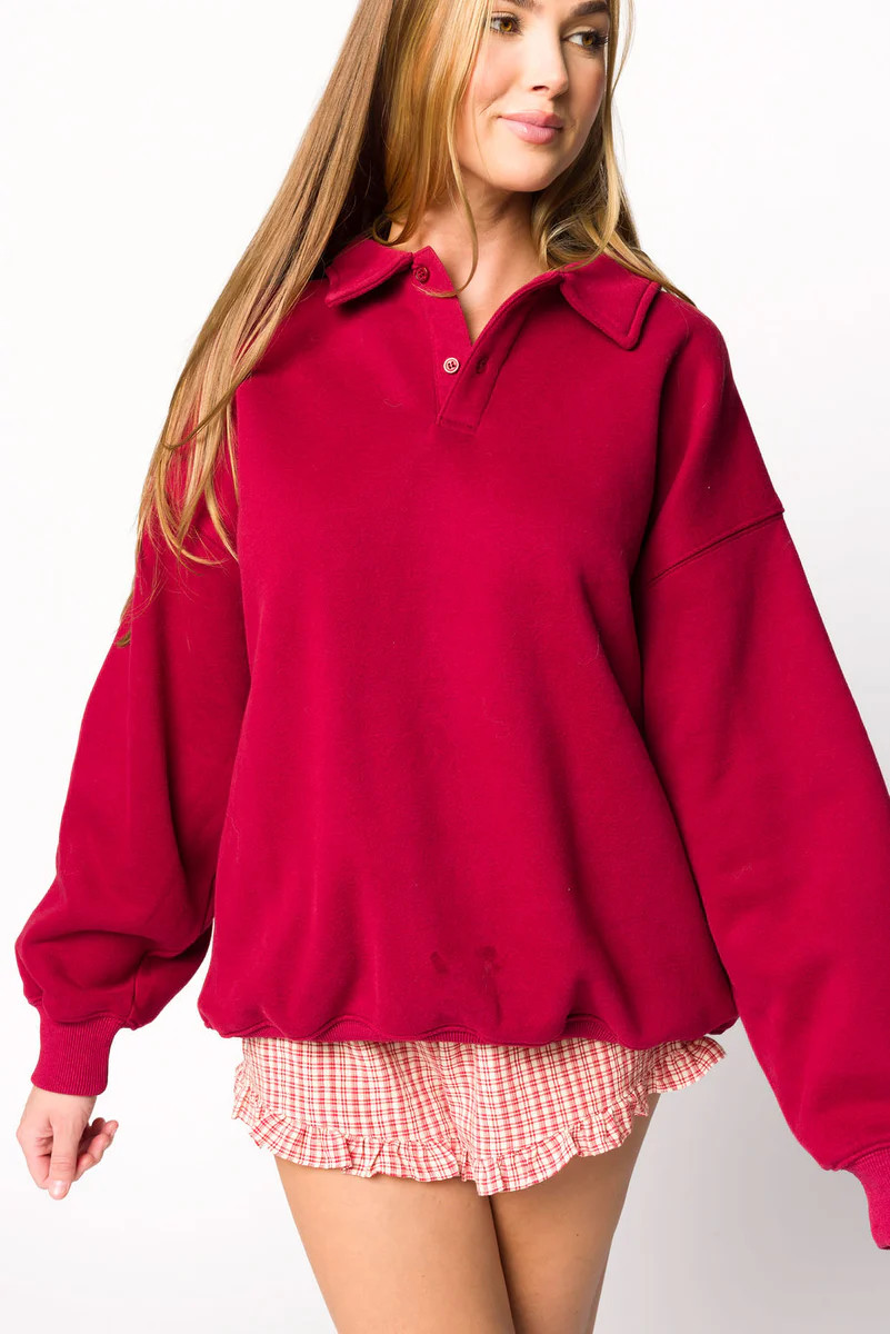 Airport 100% Cotton Sweatshirt in Merlot | Worth Collective