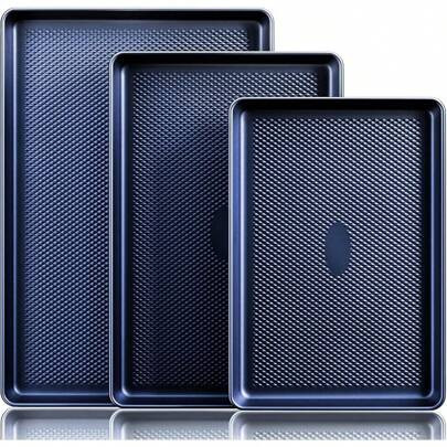HONGBAKE Baking Sheet Pan Set, Cookie Sheets For Oven, Nonstick Half/Quarter/Jelly Roll Pans With Diamond Texture Pattern, Heavy Duty Cookie Tray, Pin | SHEIN