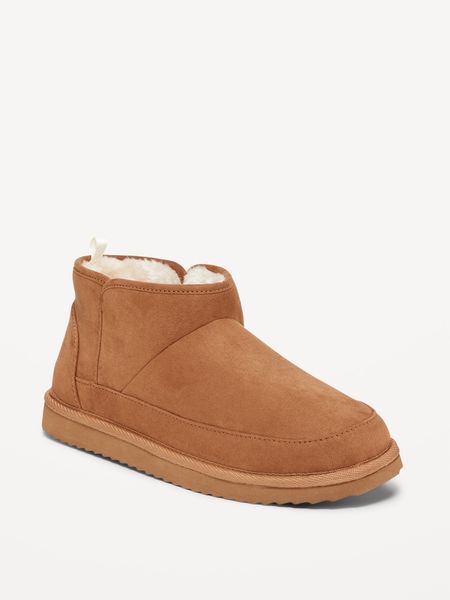 Faux-Suede Sherpa-Lined Booties for Women | Old Navy (US)
