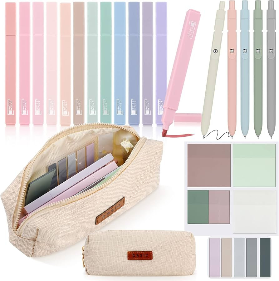 Kisston 24 Pcs Aesthetic Stationary Set Bible Study Supplies Include Pencil Case, 12 Cute Highlig... | Amazon (US)