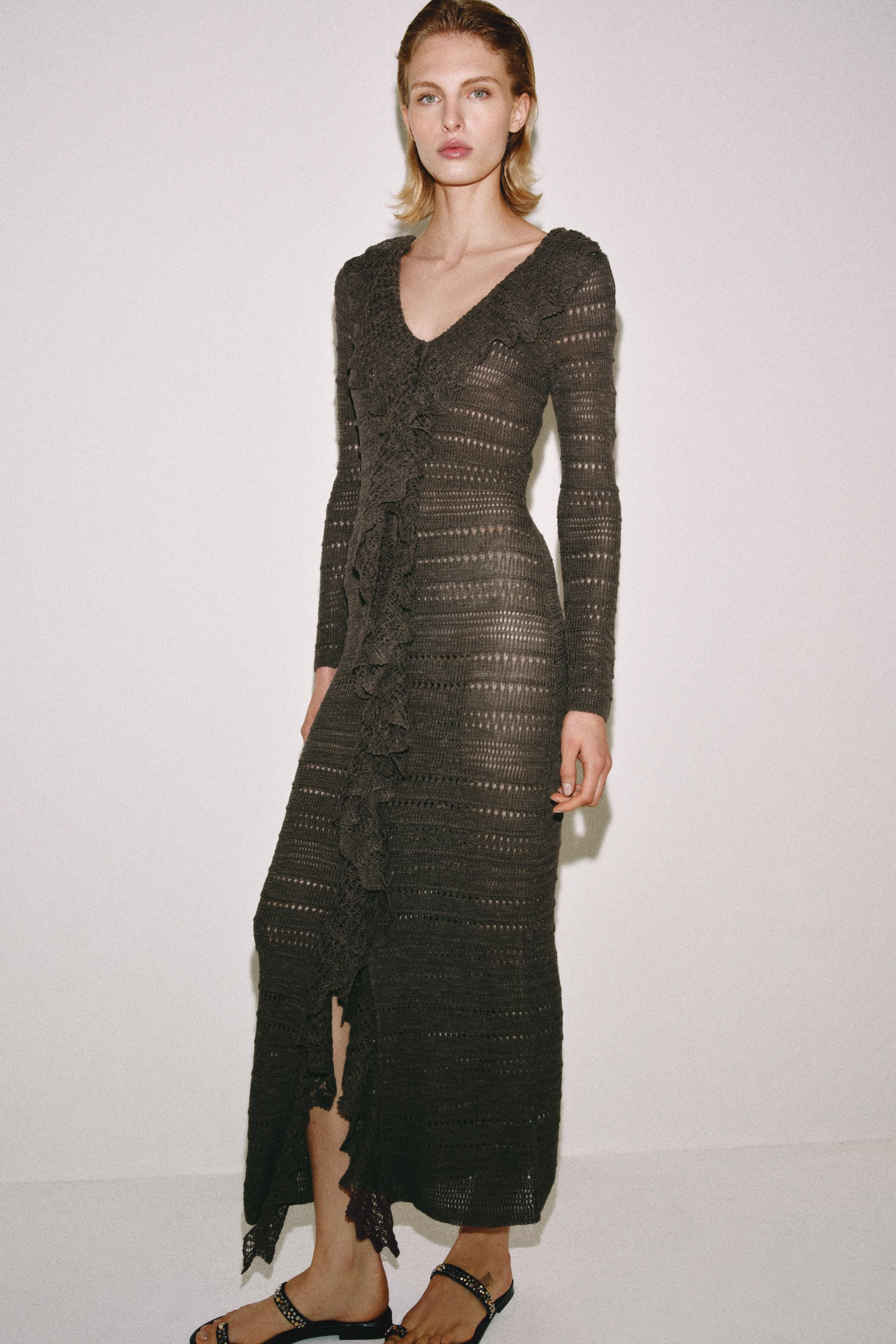 POINTELLE KNIT DRESS WITH RUFFLES | Zara UK