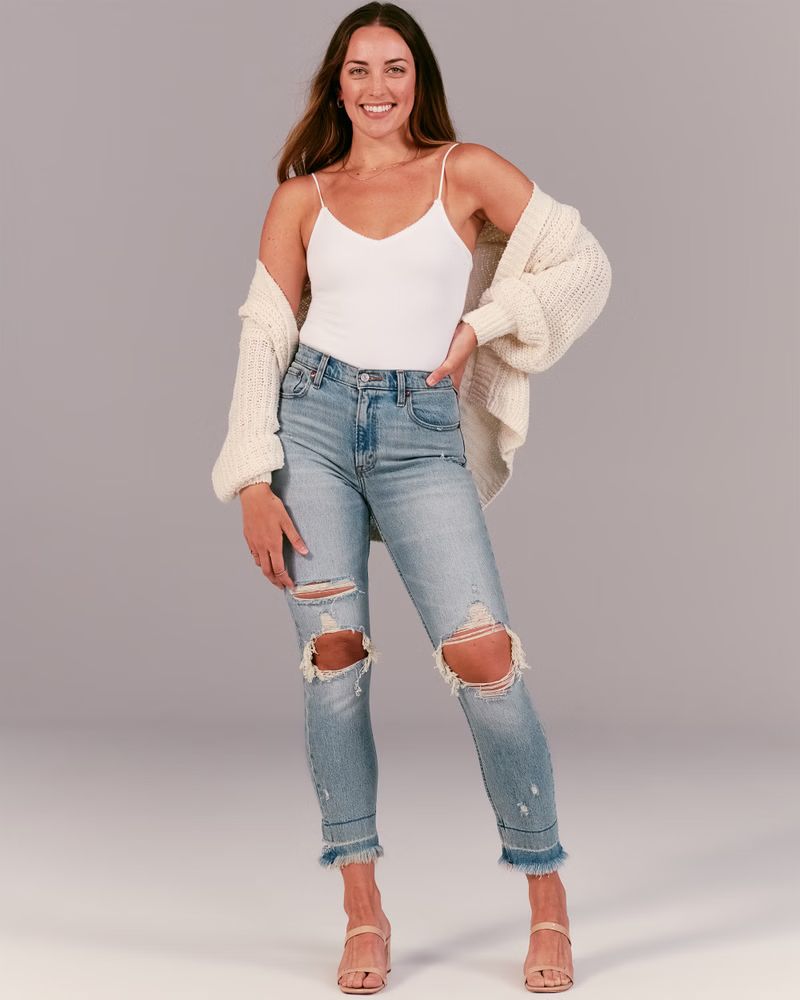 Ripped High Rise Mom Jeans | Abercrombie & Fitch (US)