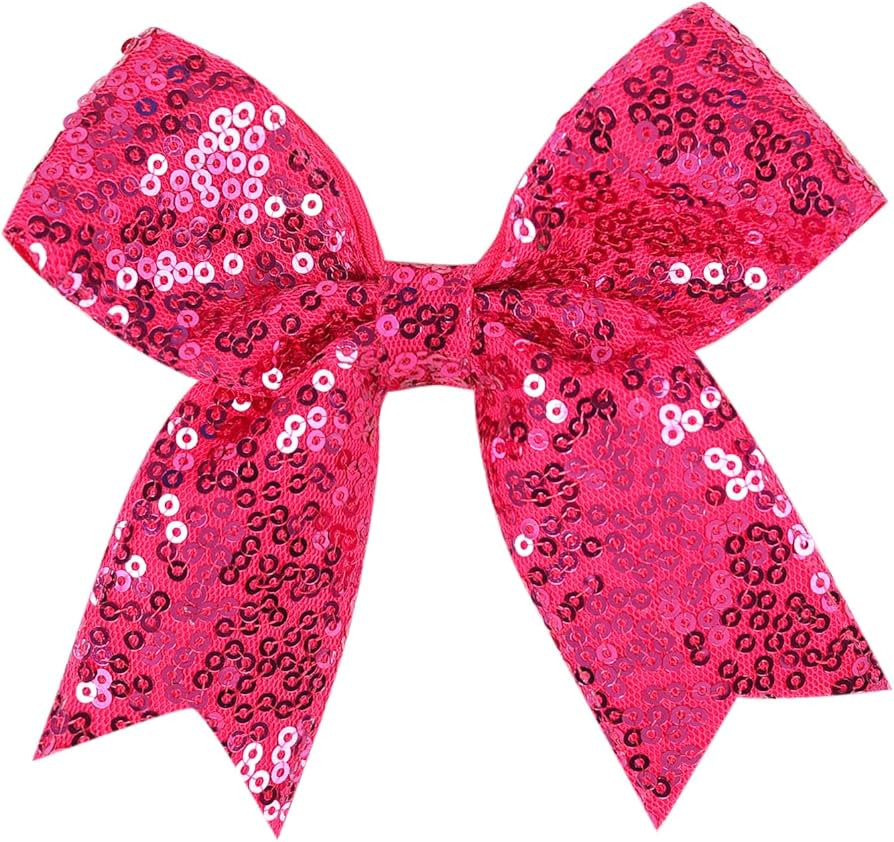 Glitter Cheer Bow Clip - 5 Inch Sequin Hair Bow with Tails for Girls Teen Softball Cheerleader Ou... | Amazon (US)