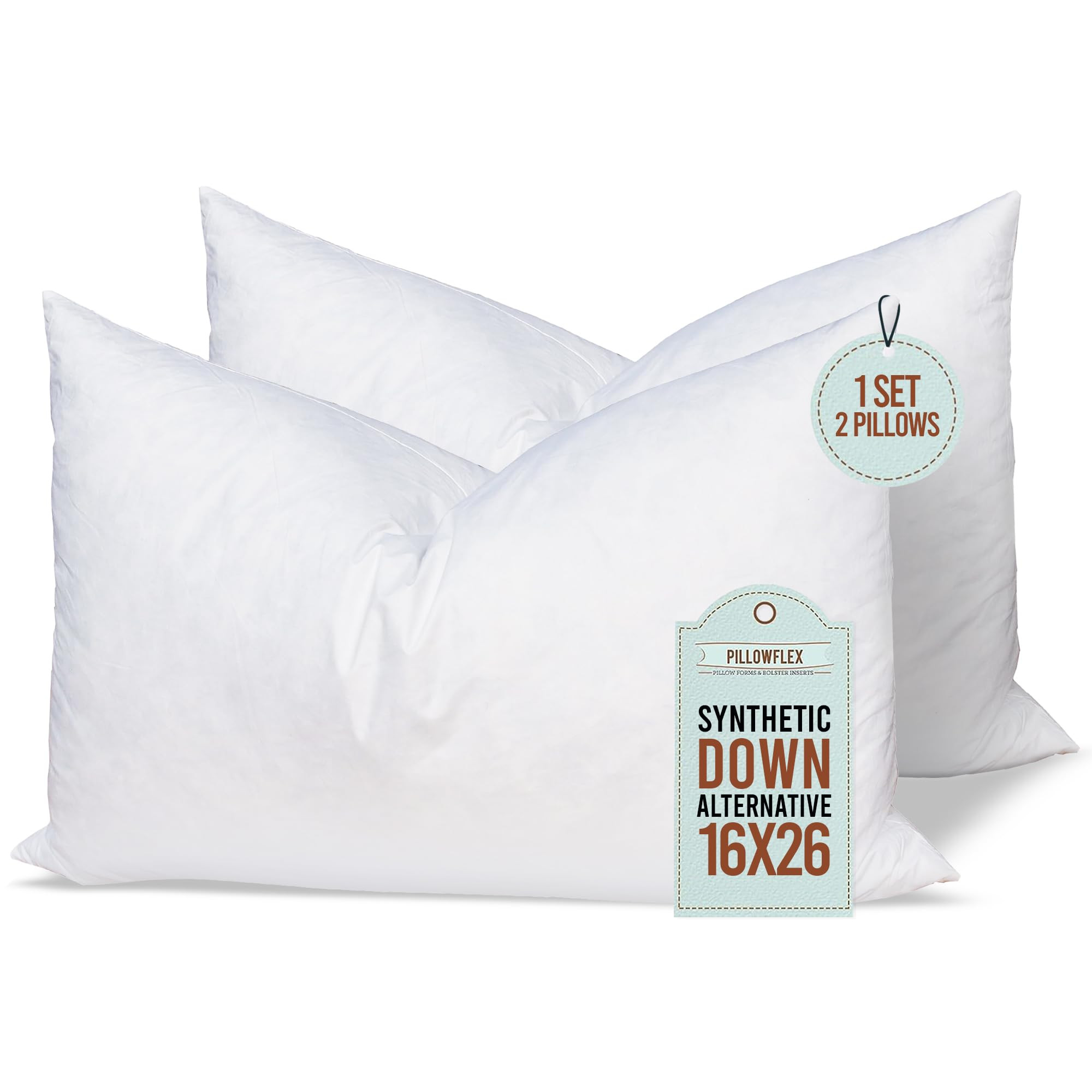 Pillowflex Synthetic Down Alternative Pillow Inserts for Shams - Comfy Pillows for Sleeping, Perf... | Amazon (US)