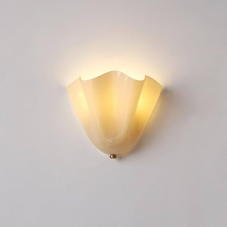 Milk White Glass Wall Sconce Mid-Century Modern Shell Shaped 2 Lights Art Deco Wall Lamp Vintage ... | Amazon (US)