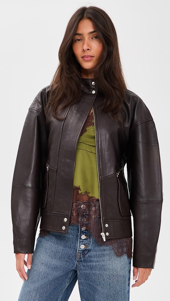 Reformation Veda Harrison Leather Oversized Bomber Jacket | Shopbop | Shopbop