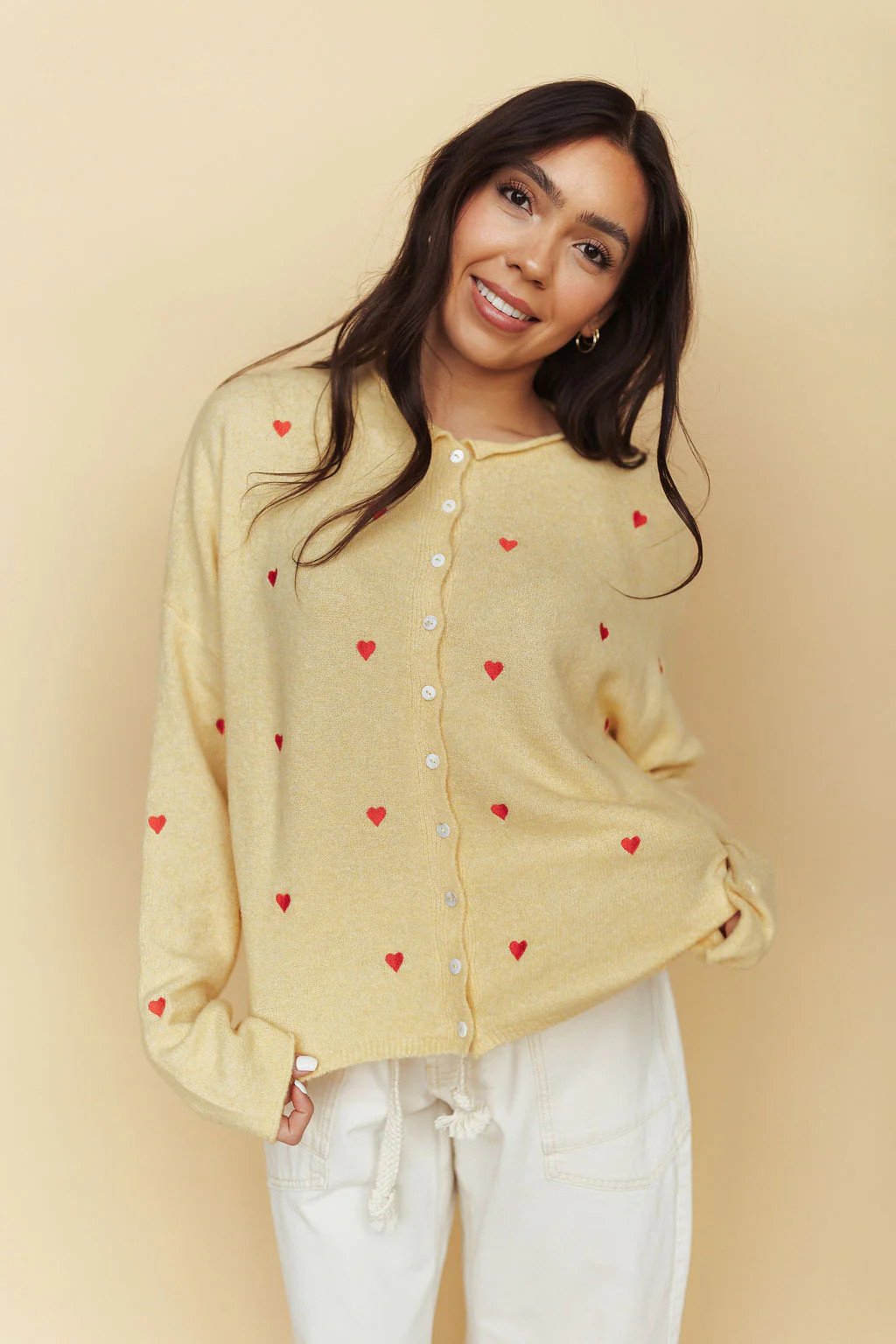 Piper Embroidered Cardigan in Honey | Henly